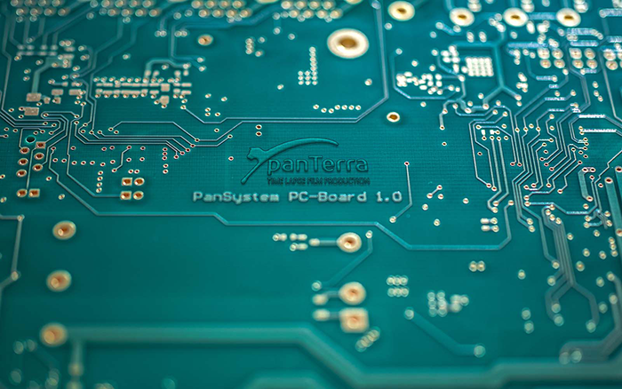 PanTerra Platine PanSystem PC-Board 1.0 für professionelle Zeitrafferkameras, präzise gefertigte Leiterplatte für zuverlässige Baudokumentation.